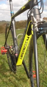 The Race SL down tube, big and yellow