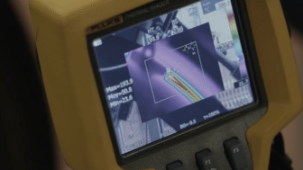 Thermal imaging camera shows temperature at 193.9 deg C