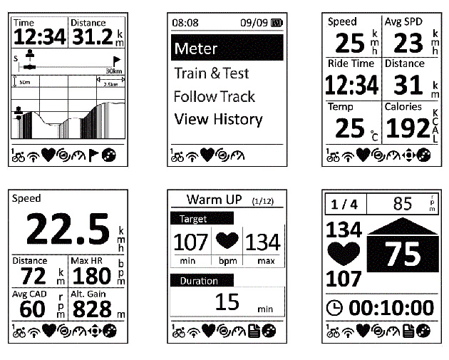 Some of the Rider 40's data screens, they are customisable 