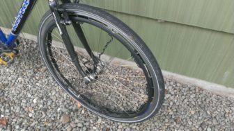 Revolight on front wheel showing the two rings of LEDs
