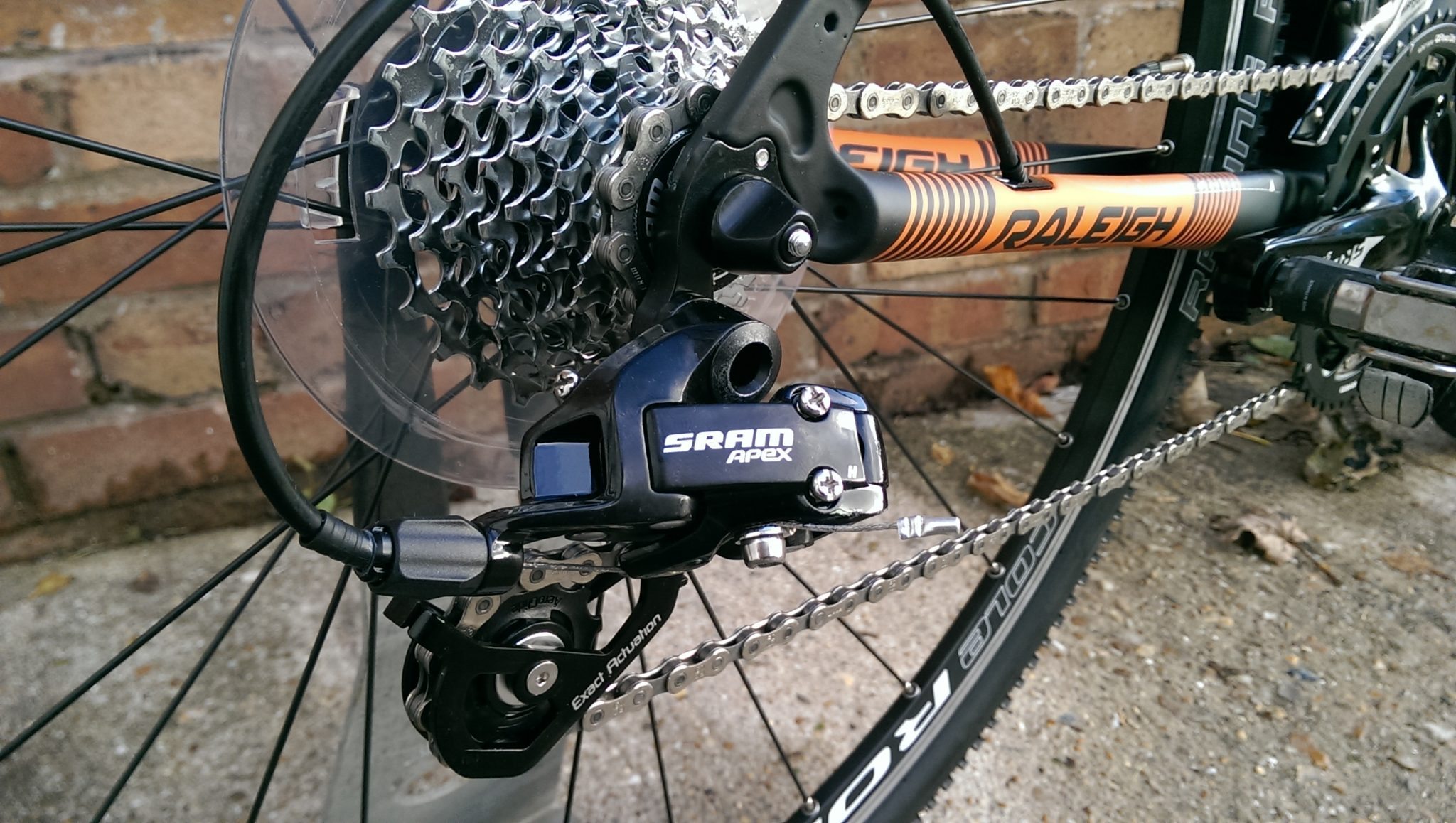 SRAM's Apex derailleur needed a little tuning to get it running 