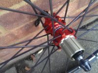 Anodised red hubs can be matched to spokes of your colour choice