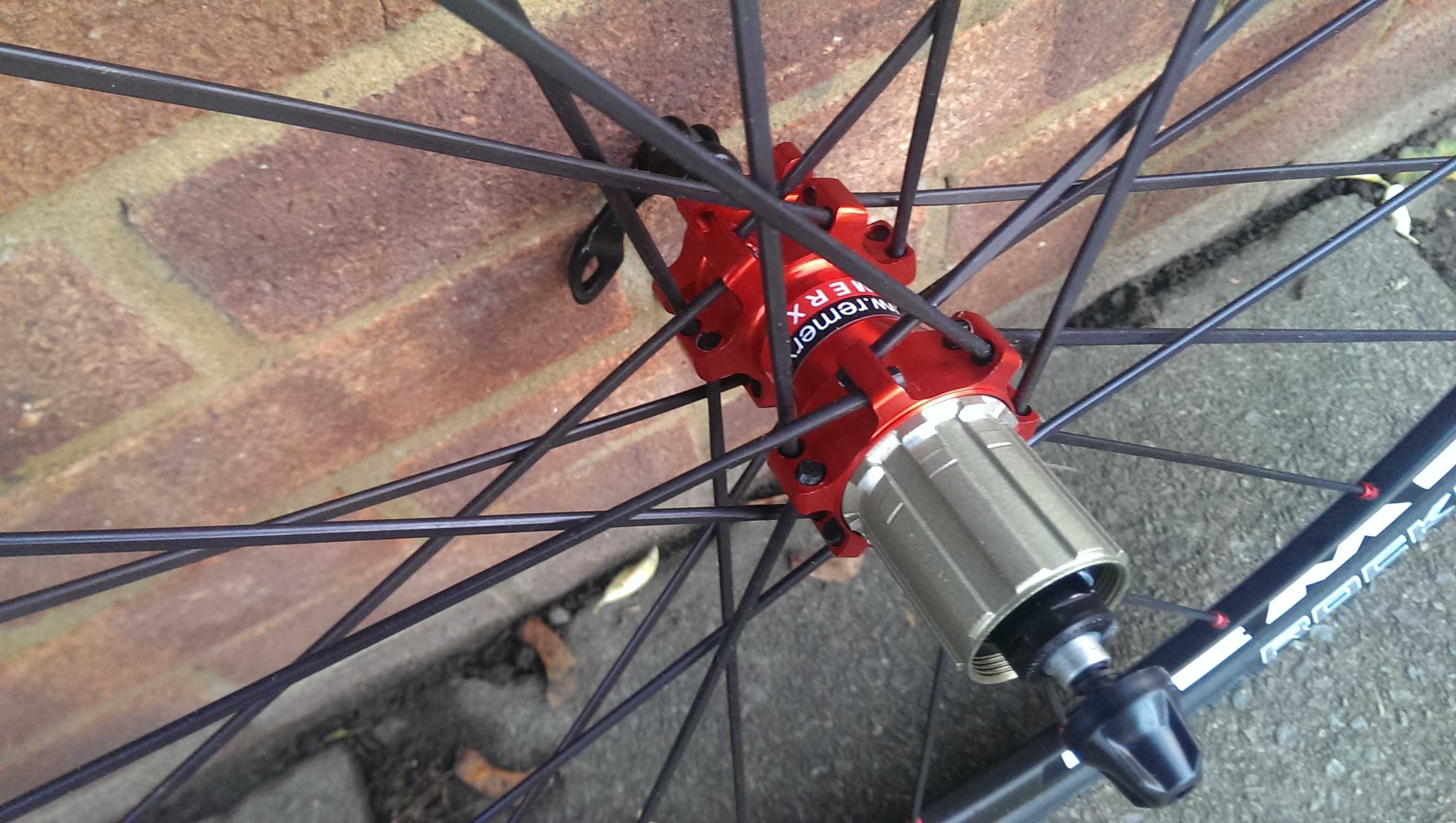 Anodised red hubs can be matched to spokes of your colour choice