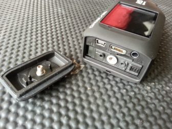 Well sealed rear hatch comes off to reveal SD card slot, usb port, battery slot and so on.