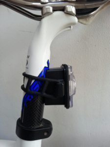 The See.Sense intelligent bike light mounted on a seatpost