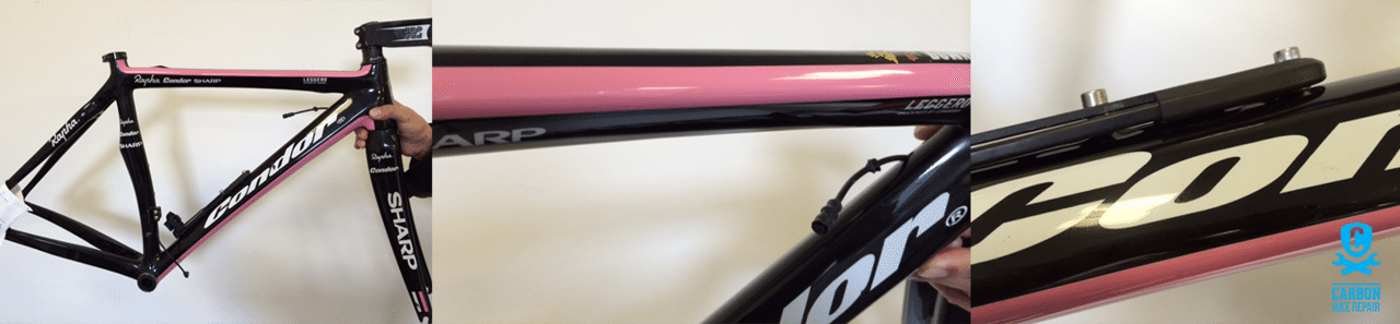 One of Dean Downing's frames in for a repair around the bottle cage bolts