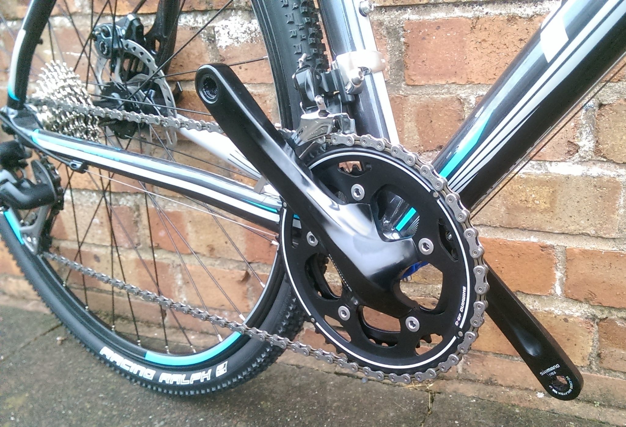 The Shimano CX50 chainset with 46-36 teeth should get you around most cross courses