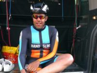 Peter Cole and his Air Attack waiting for the off in the team time trial stage of a recent race