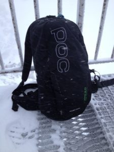 The Poc 2.0 is waiting to descend the Pas De Chevre