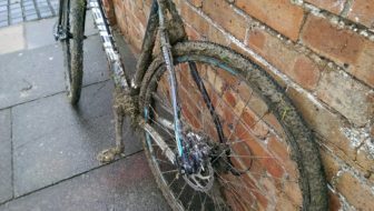 With no brake arms there's less for the mud to stick to. A lack of chainstay bridge also helps keep the mud down. I was impressed the 105 rear mech kept going!