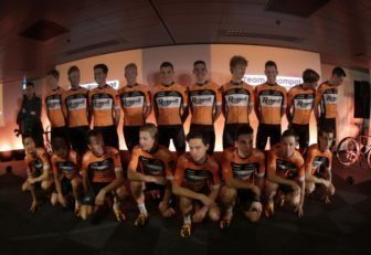 We shouldn't have any difficulty picking out Roompot/Orange in their distinctive orange kit, makes a change from the tide of black sweeping through the World Tour peloton
