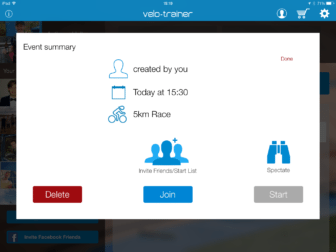 Create you revent and invite your mates. You can even spectate at events, handy for coaches or sadists!