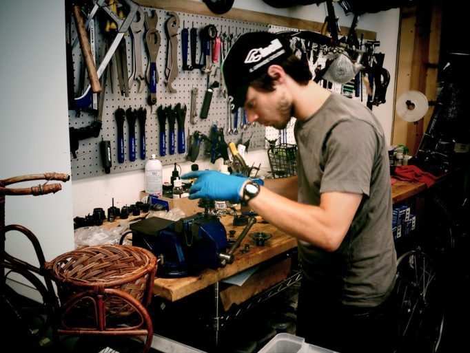 The heart and soul of a good bike shop, the staff. Photo courtesy of Umberto Brayj