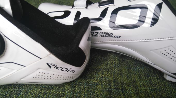 The inside of the Ekoi R2 heel is lined with a grippy material, to hold your foot in place