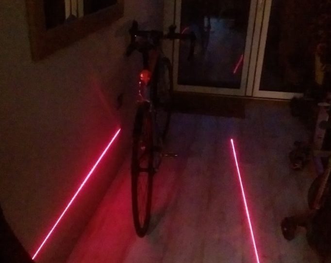 The OxyLED with just the lasers on, visibilty will be affected by how much ambient light there is