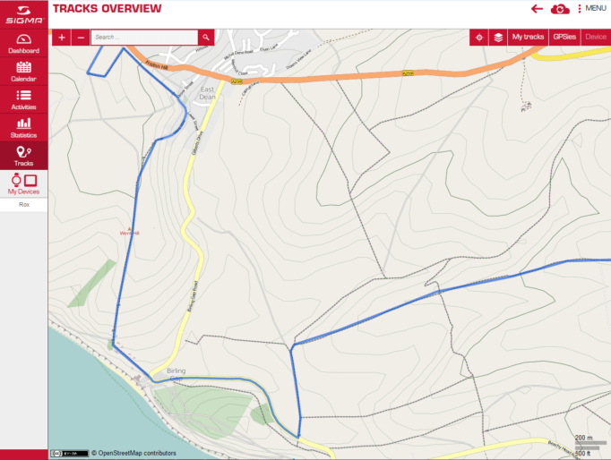 The Sigma Rox 10.0 uses the Open Street Map format for its track creator