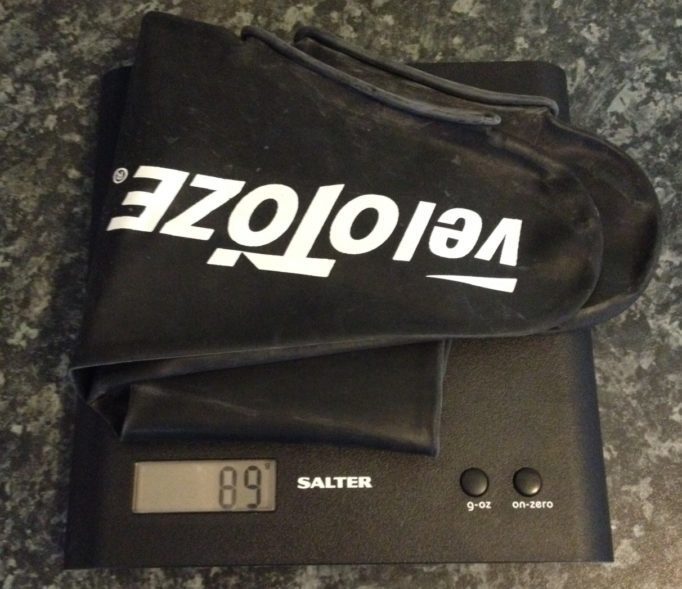 At 89g the Velotoze Tall Shoe Covers are way lighter than a standard overshoe, if that sort of thing bothers you