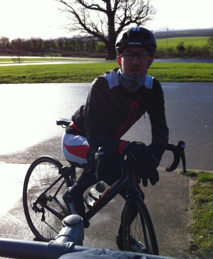 Unable to wheelie, but keen to race, our intrepid writer before his first road race