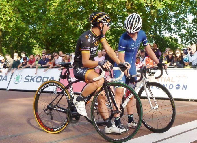 Georgia Bronzini and Laura Trott at the Prudential RideLondon crit, were both carrying on board cameras