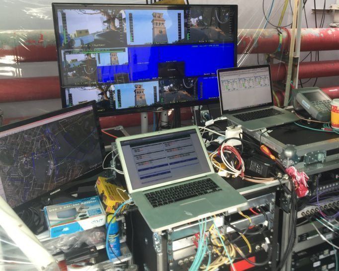 At the relay station live pictures can be selected and broadcast in real time, or held for replay