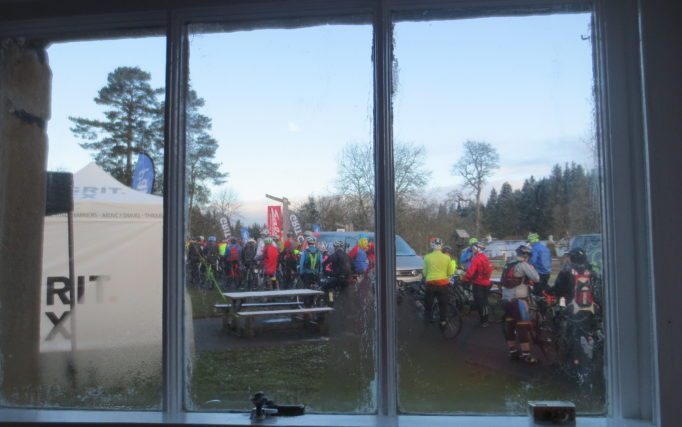 Looking out the window, deciding whether to brave the weather