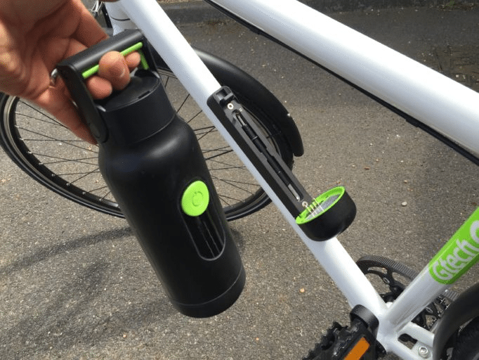 The Lithium-ion battery gives the G Tech Electric Bike a 30 mile range and takes three hours to charge