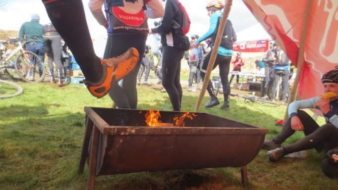 Trying to thaw out on the Dirty Reiver, shame it's not bike portable!