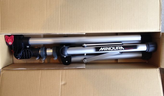 Sitting compactly in its box the Minoura RS1600 is quite compact and easy to take to events, if you need to