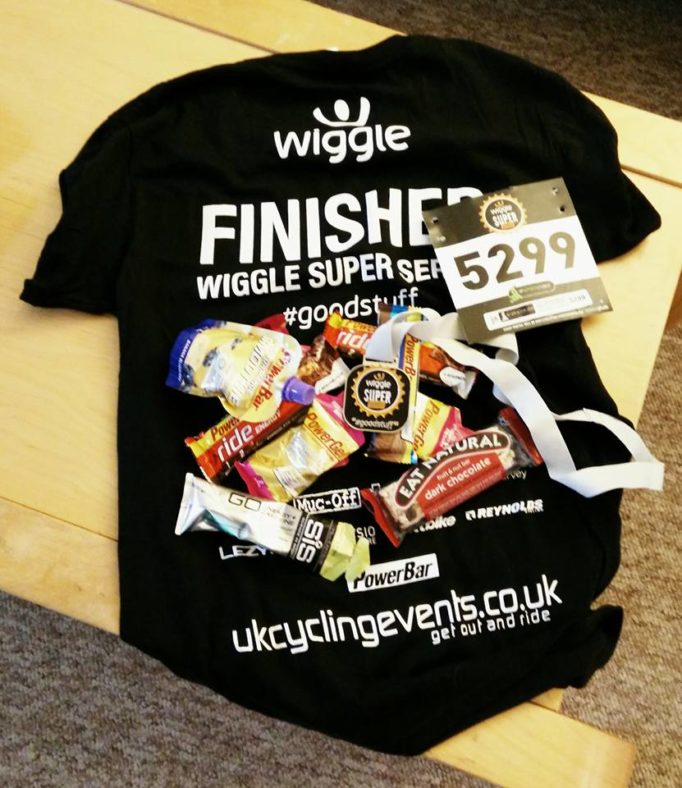 Mike's haul of goodys from the Wiggle Super Series Ups and Downs event