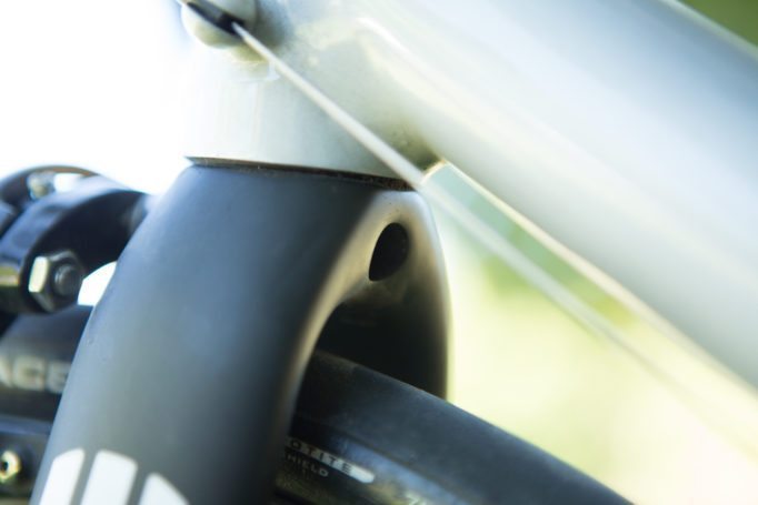 The Enve 1.0 Forks is a one piece moulding, including the crown and brake hole