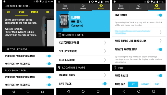 Once you are connected to the Wahoo Elemnt via your phone the fun really starts. With so much customisation available, its a geek's dream!