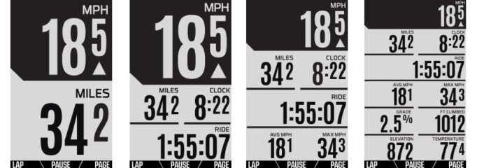 The Wahoo ELEMNT allows you to zoom in and out as you ride, displaying more or less data as you need