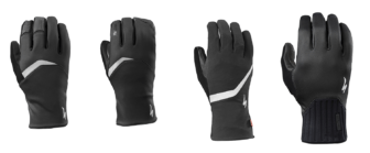 Left to right are Specialized's Element 1.5, Element 2.0, Deflect H2O and Deflect gloves. Winter sorted.