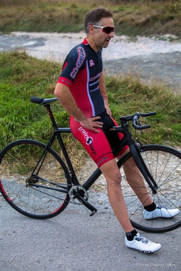 Local fixed gear hero, Peter Tadros relaxes after the climb
