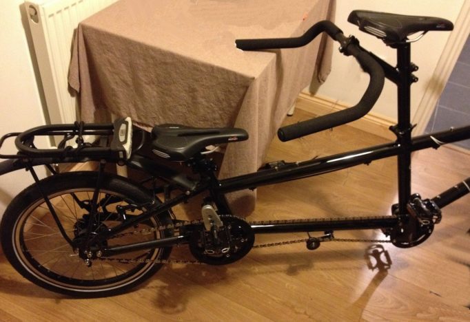 With crank shorteners fitted, telescopic seat post down and long bars, a 5 year old can take part in the fun