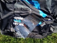 The attached waterproof pouch comes in very handy