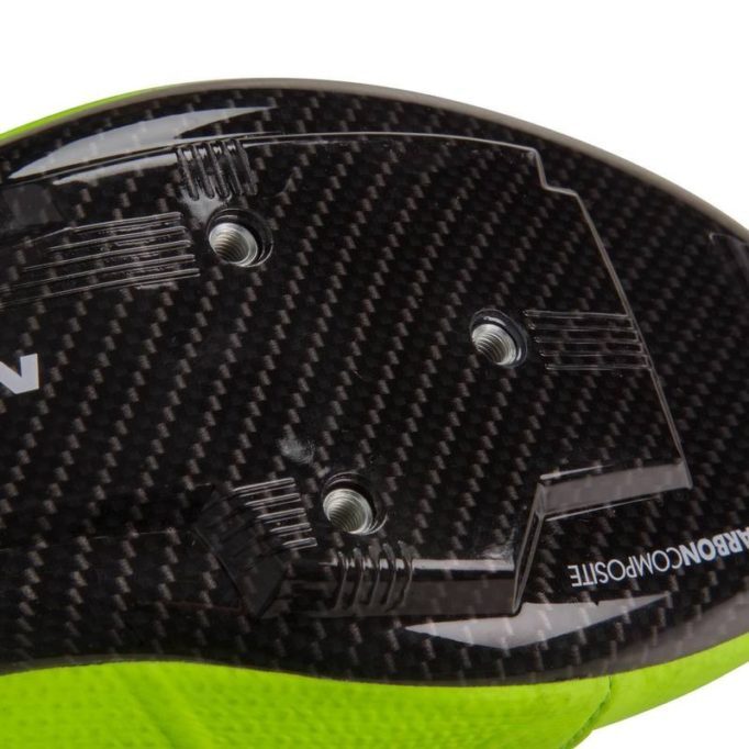 The carbon composite sole has a carbon fibre effect graphic applied to it