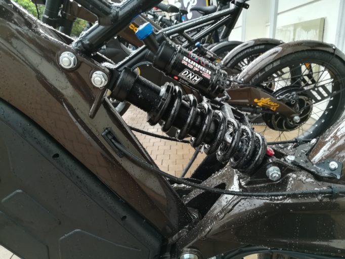 Adjustable rear shocks have 150mm of travel