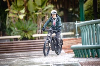 Your intrepid reviewer cautiously tries out the Albero's brakes