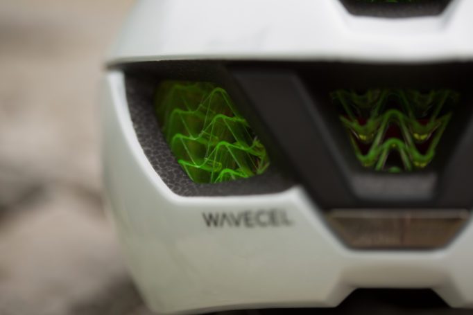 half of the rear of a Trek WaveCel helmet