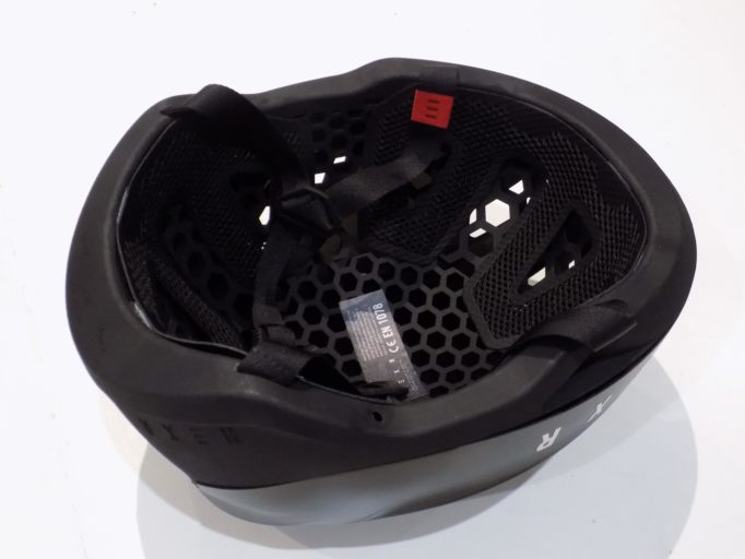 The inside of the helmet