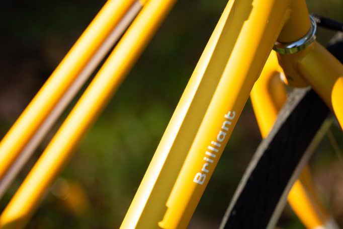 Brilliant bikes Carmen detail shot showing the split top tube.