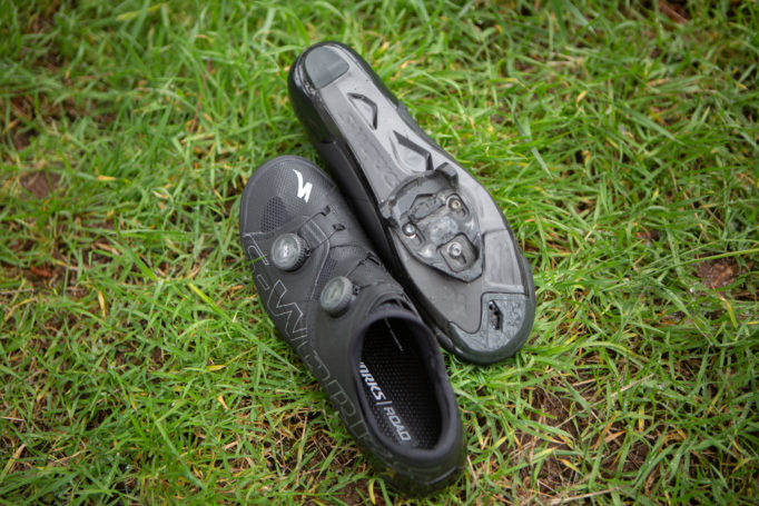 View of the bottom of the Specialized S-Works Ares Road Cycling Shoes